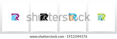 Simple Wave On Letter Logo Design R Photo stock © 