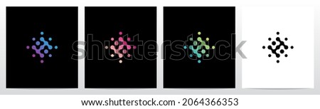 Connection Dots Rotate Letter Logo Design H