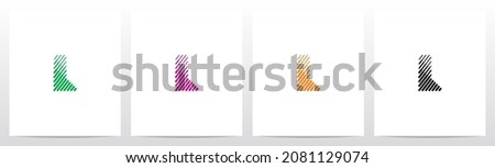 Bold And Thin Diagonal Outlines Letter Logo Design L Stock fotó © 