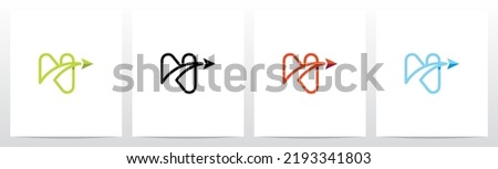 Arrow With Swoosh Lines From Letter Logo Design N Foto stock © 