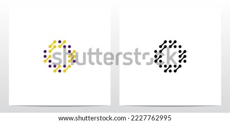 Dots Conected Diagonal Lines Letter Logo Design O