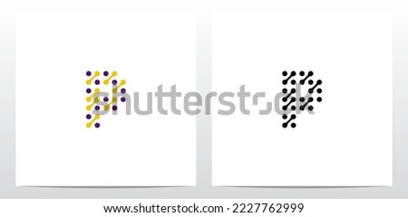 Dots Conected Diagonal Lines Letter Logo Design P