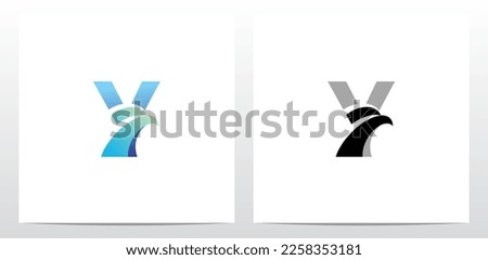 Swoosh Eagle Head On Letter Logo Design Y