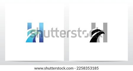 Swoosh Eagle Head On Letter Logo Design H