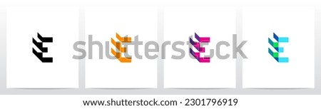 Stairs Block Geometric Abstract Letter Logo Design E