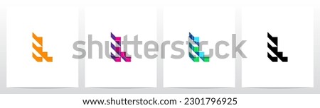 Stairs Block Geometric Abstract Letter Logo Design L