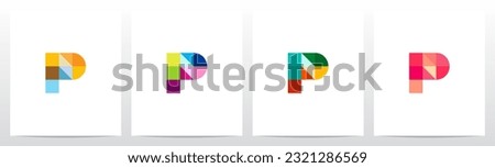 Color Square Geometric Mosaic Letter Logo Design P
