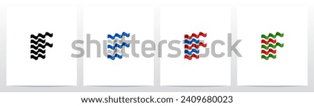 Wavy Ribbon Flag Letter Logo Design F