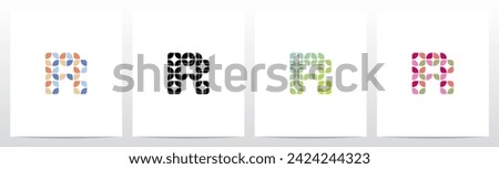 Rounded Squares Star Tiles Letter Logo Design R