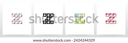 Rounded Squares Star Tiles Letter Logo Design Z