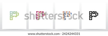 Rounded Squares Star Tiles Letter Logo Design P