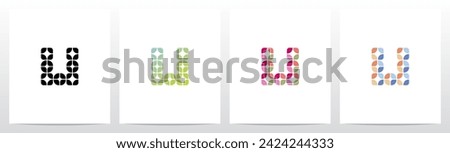 Rounded Squares Star Tiles Letter Logo Design U