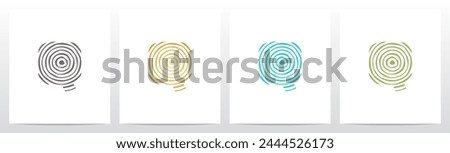 Tree Rings Pattern Letter Initial Logo Design Q