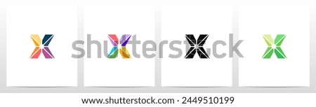 Divide Into Pieces with Different Colors Letter Initial Logo Design X