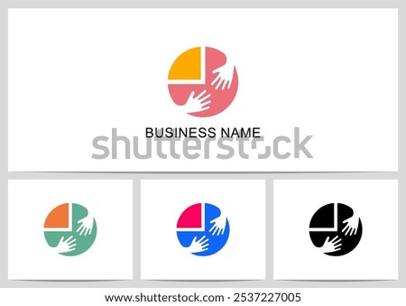 Reaching Hand Inside Pie Chart Logo Design