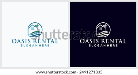 Oasis rental Beach House Logo Design Template