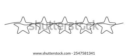 Hand drawn stars continuous one line icon. Star single line vector illustration in doodle style. Premium quality contour linear sign design concept