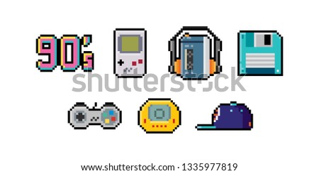 Set of 90s Pixel Icons