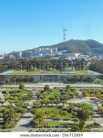 SAN FRANCISCO, USA - OCTOBER 18, 2013: The California Academy of Science is among the largest museums of natural history in the world and was designed by Italian architect Renzo Piano