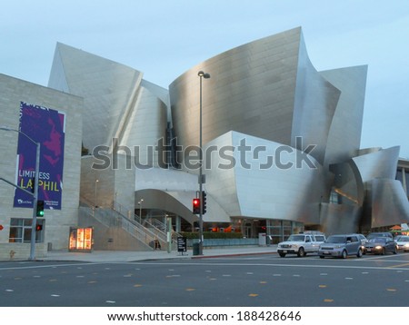 LOS ANGELES, USA - FEBRUARY 02, 2013: The Walt Disney concert hall in Los Angeles designed by Richard Gehry opened in 2003
