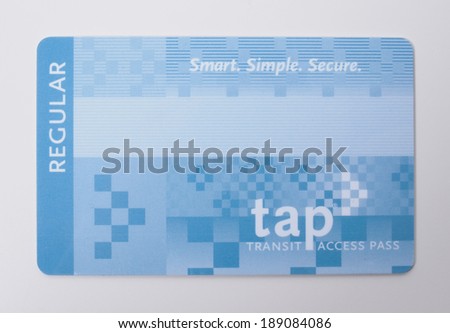 LOS ANGELES, USA - APRIL 08, 2014: Electronic Transit Access Pass TAP card for public transport