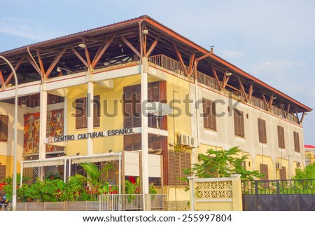 BATA, EQUATORIAL GUINEA - JANUARY 29, 2015: Centro Cultural Espanol meaning Spanish Culture Centre