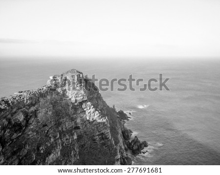 Cape of good hope in Cape Town South Africa in black and white
