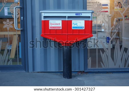 CHRISTCHURCH, NEW ZEALAND - JUNE 10, 2015: Mail box for standard and fast mail