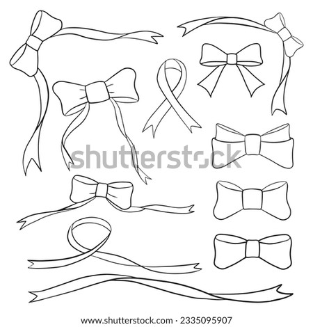  Ribbon outline vector doodle style collection