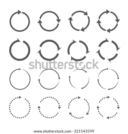Set of grey circle vector arrows