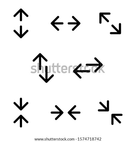 Transfer, resize, and collide arrow icons, in various directions