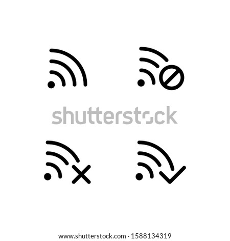 Wireless communication signal icons. Outline style