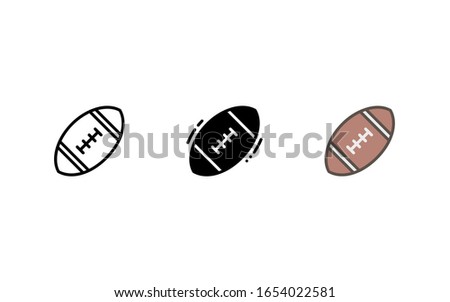 American football icon. With outline, glyph, and filled outline style