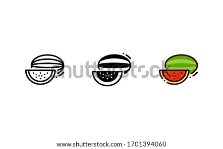 Watermelon icon. With outline, glyph, and filled outline style