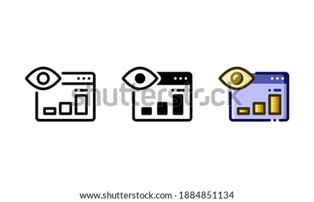 Web visibility icon. With outline, glyph, and filled outline styles