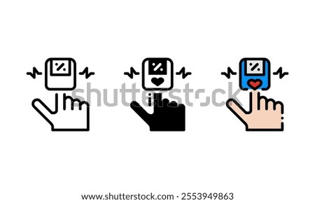 oximeter Icon. vector icon with outline, glyph, and filled outline style. which represents a tool for checking oxygen levels from the fingertip. healthcare concept