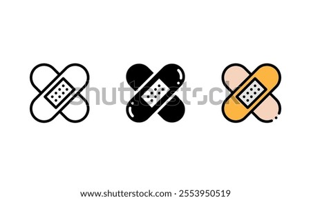 Bandage icon. vector icon with outline, glyph, and filled outline style, represented by a crossed plaster to treat a wound.