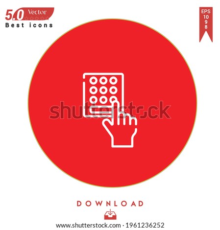 Outline dial pad icon. dial pad icon vector isolated on Red background. Graphic design, contacts-communication icons, mobile application, logo, user interface. EPS 10 format vector