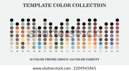 Color palette guide Trends 2023. 20 groups of vector color palettes, with 34 color variations