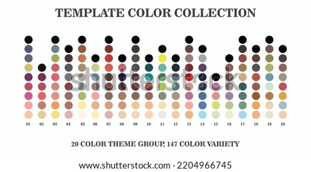 Trending color palette guide. 20 groups of vector color palettes, with 34 color variations