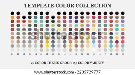 Color palette guide Trends 2023. 20 groups of vector color palettes, with 188 color variations