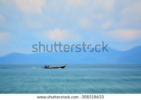 Boat in the sea motion blur background