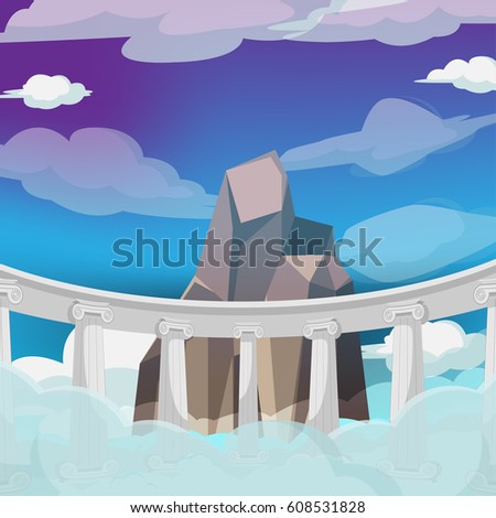 Greek High Heaven Cartoon Background Vector