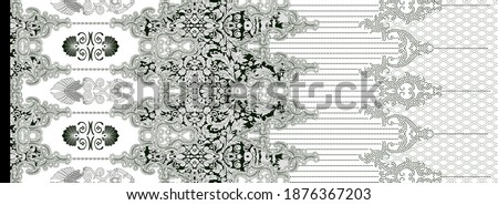 Floral paisley pattern trendy colour background. Colorful leaves and flowers tribal asian style chinese ornament border amazing design for textile and digital print - Illustration