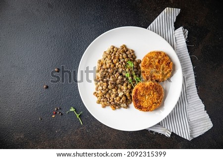 Foto Bild Hausgemachter veganer grüner Linsen-Burger