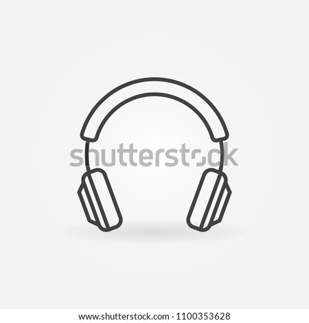 Vector headphone outline icon. Headphone isolated concept symbol or design element in linear style