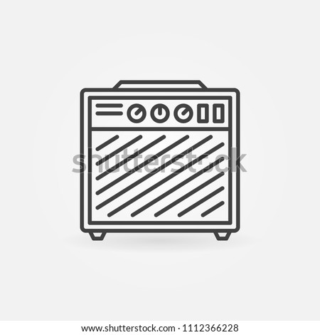 Guitar amplifier vector icon or symbol in thin line style