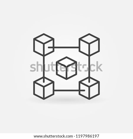 Fintech and blockchain vector modern icon or design element in thin line style