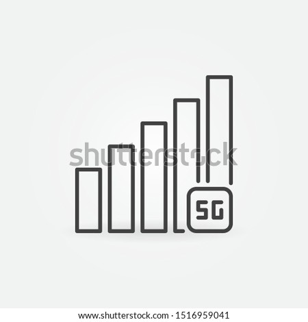 5G Network Signal vector concept icon or symbol in thin line style