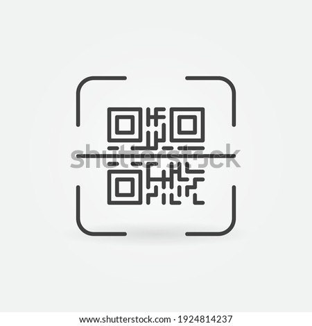 QR Code Scan linear vector concept icon or logo element